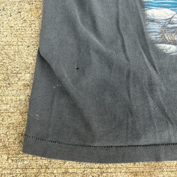 VTG 90s Wildlife Wolf Graphic Print T-shirt Men’s XL Gray Black Single Stitch - Picture 6 of 14